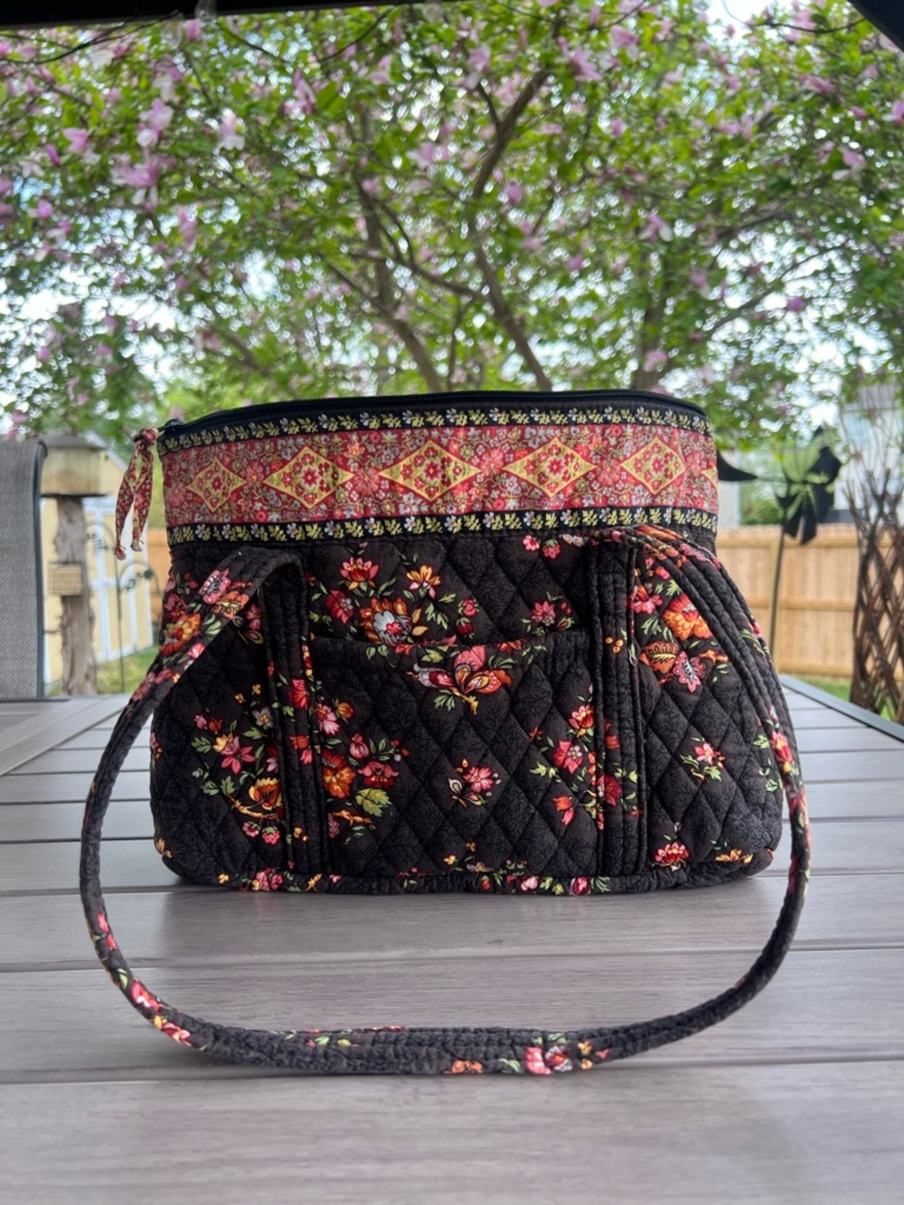 VERA BRADLEY Chocolat 2003 Little Betsy Floral 2 Handles Y2K - Picture 6 of 10